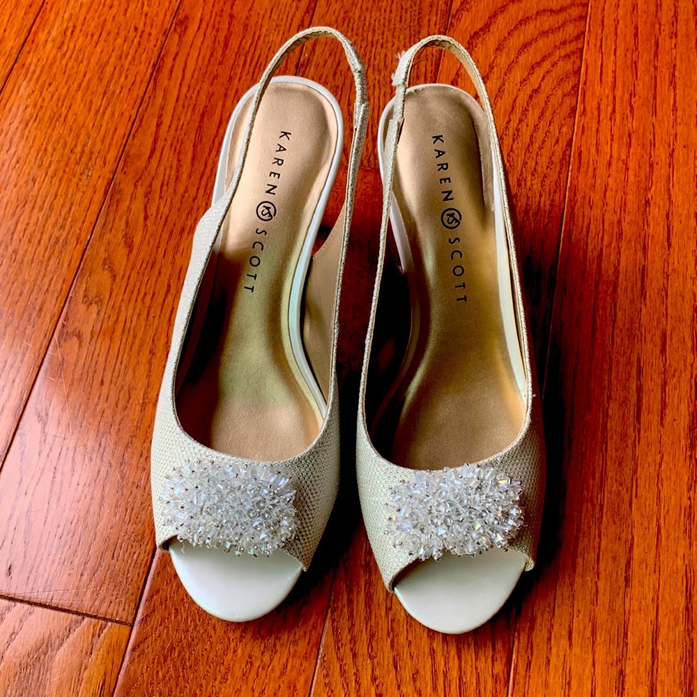 Ivory Peep Toe Pumps